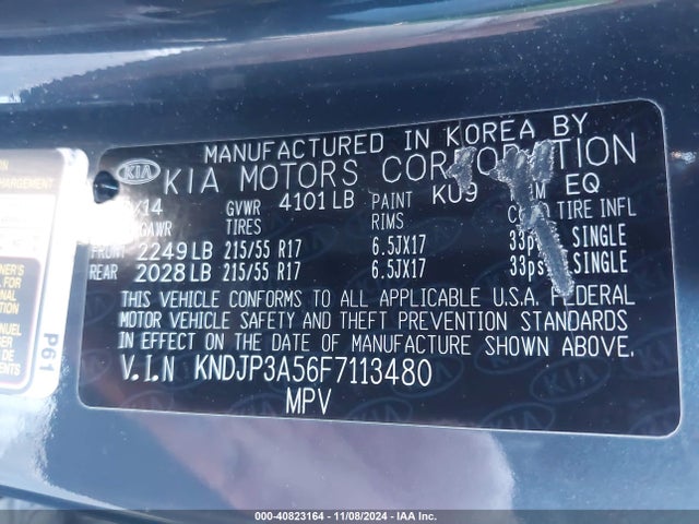 KIA SOUL + 2015 KNDJP3A56F7113480 Image 9