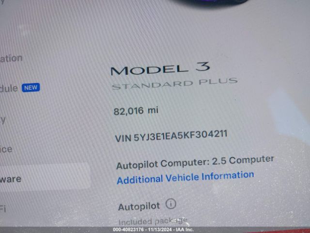 5YJ3E1EA5KF304211 Tesla Model 3 Long Range/mid Range/standard Range/standard Range Plus