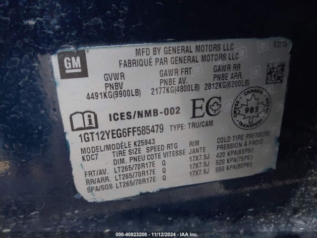 1GT12YEG6FF585479 GMC Sierra 2500hd Sle