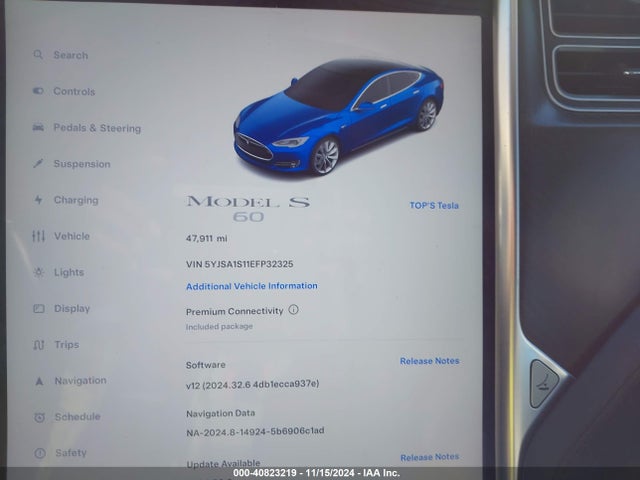 2014 TESLA MODEL S 5YJSA1S11EFP32325 Photo 6