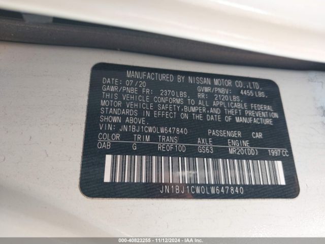 JN1BJ1CW0LW647840 Nissan Rogue Sport Sv Awd Xtronic Cvt