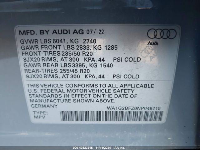 2022 AUDI Q4 E-TRON WA1G2BFZ6NP049710 Photo 8