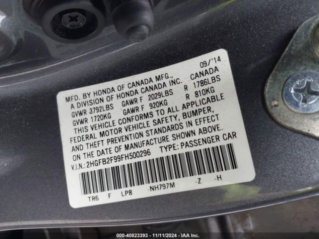 2HGFB2F99FH500296 Honda Civic Ex-l