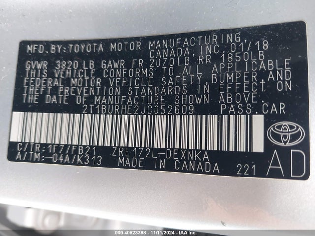 Toyota 2zr-fe 2018 2T1BURHE2JC052609 Image 26