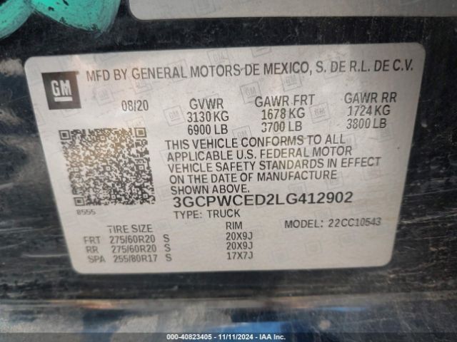 3GCPWCED2LG412902 Chevrolet Silverado 1500 2wd  Short Bed Lt