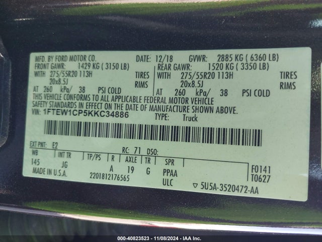 Ford F-150 Xl 2019 1FTEW1CP5KKC34886 Image 9