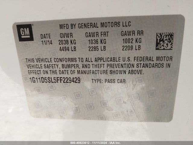 Chevrolet MALIBU 2LT 2015 1G11D5SL5FF229429 Image 9