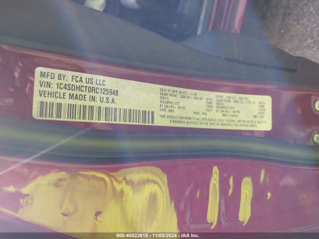 1C4SDHCT0RC125948 Dodge Durango R/t Plus Rwd