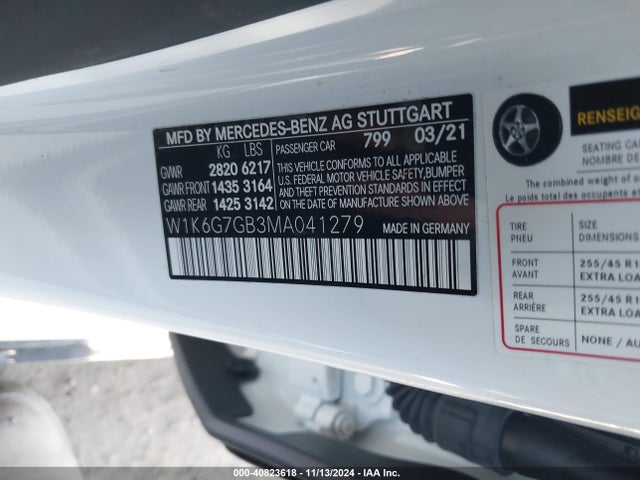 W1K6G7GB3MA041279 Mercedes-Benz S 580 4matic