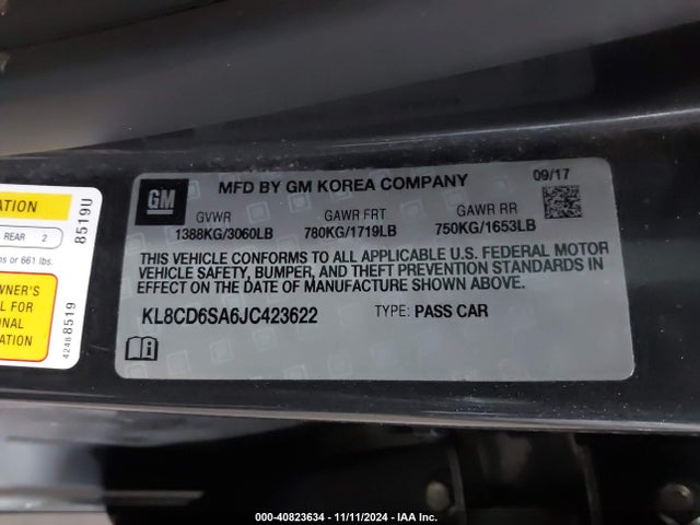Chevrolet Spark 1lt Cvt 2018 KL8CD6SA6JC423622 Image 9