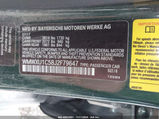 WMWXU1C58J2F79647 Mini Hardtop Cooper