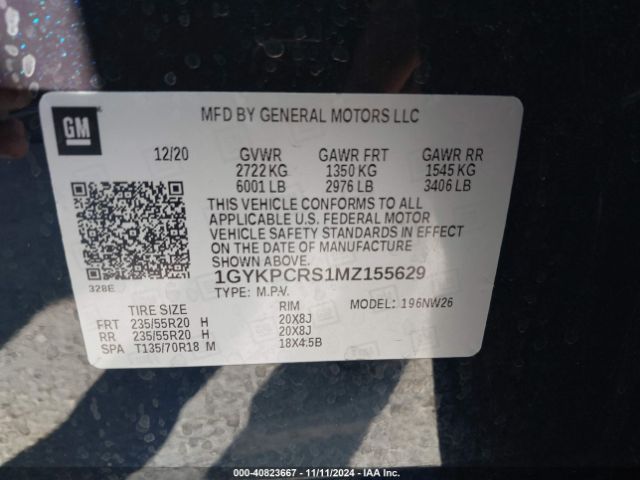 1GYKPCRS1MZ155629 Cadillac Xt6 Premium Luxury