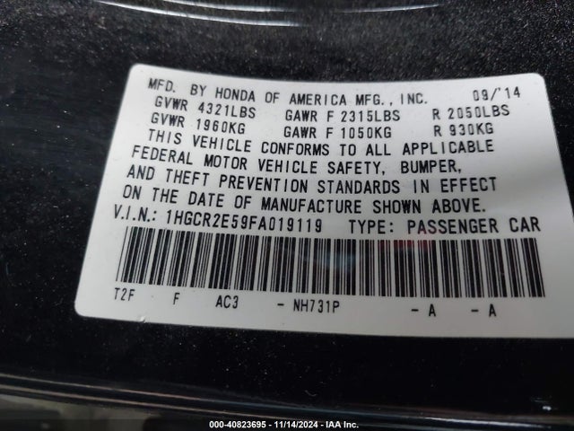 Honda Accord Sport 2015 1HGCR2E59FA019119 Image 9