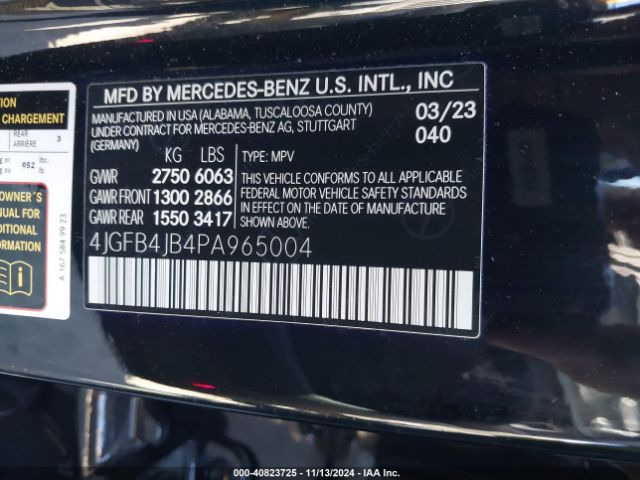 4JGFB4JB4PA965004 Mercedes-Benz GLE 350