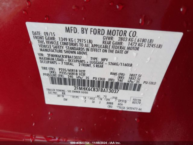 2FMHK6C83FBA13037 Ford FLEX SEL