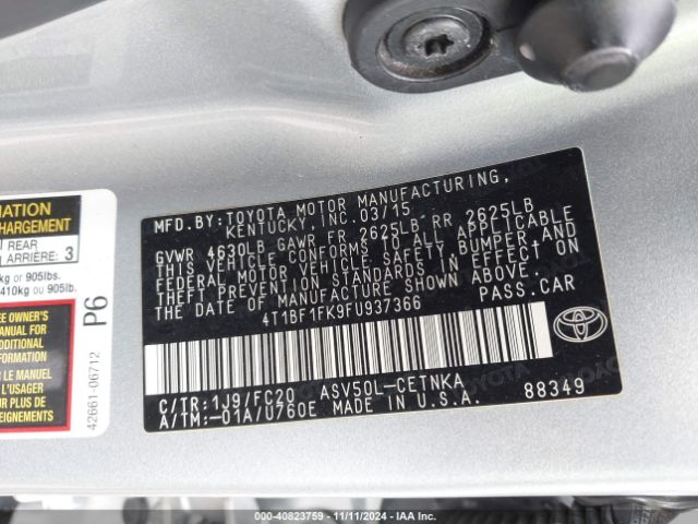 4T1BF1FK9FU937366 Toyota CAMRY LE