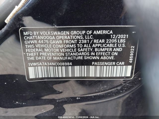 1VWSA7A34NC008984 Volkswagen Passat 2.0t Se