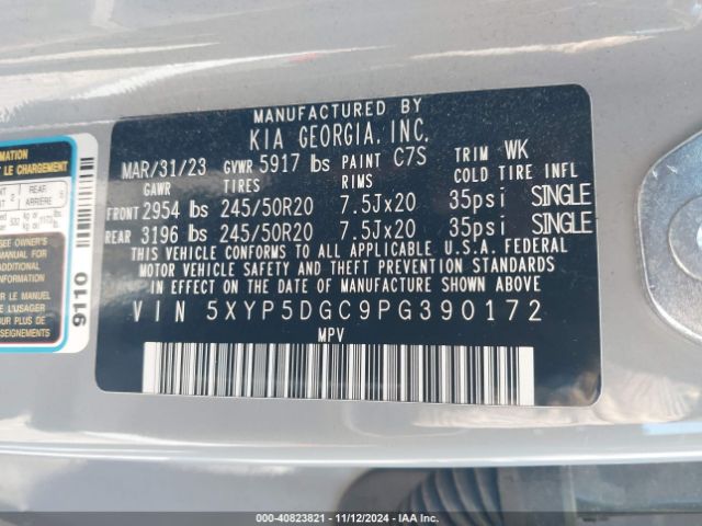 5XYP5DGC9PG390172 KIA Telluride Sx X-line