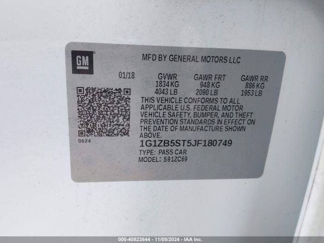 1G1ZB5ST5JF180749 Chevrolet Malibu 1ls