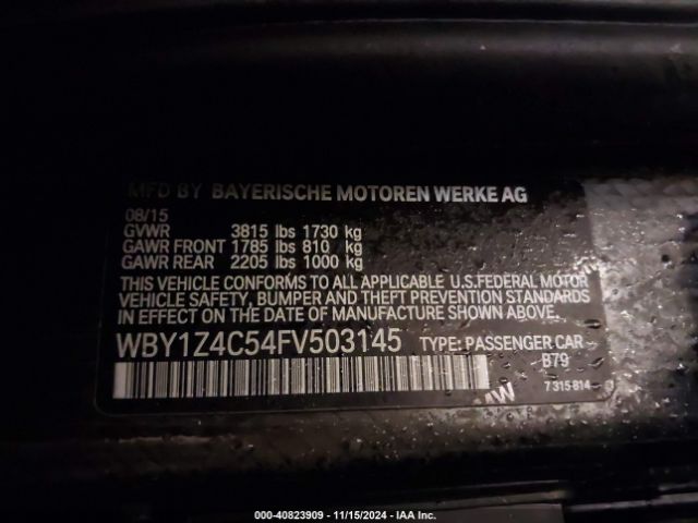 WBY1Z4C54FV503145 BMW I3 Base W/range Extender