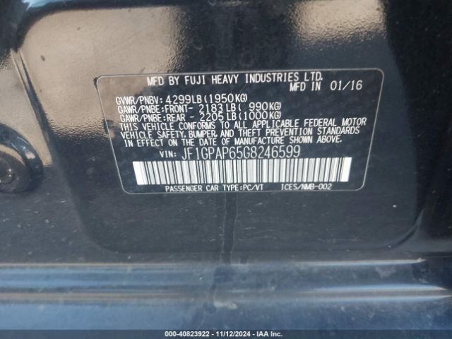JF1GPAP65G8246599 Subaru Impreza 2.0i Sport Premium