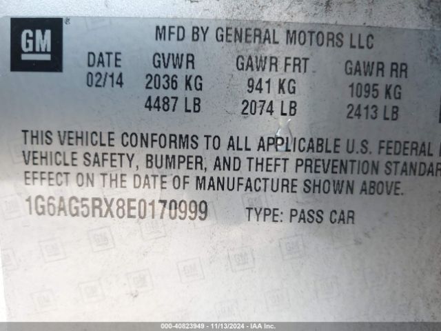 1G6AG5RX8E0170999 Cadillac Ats Standard