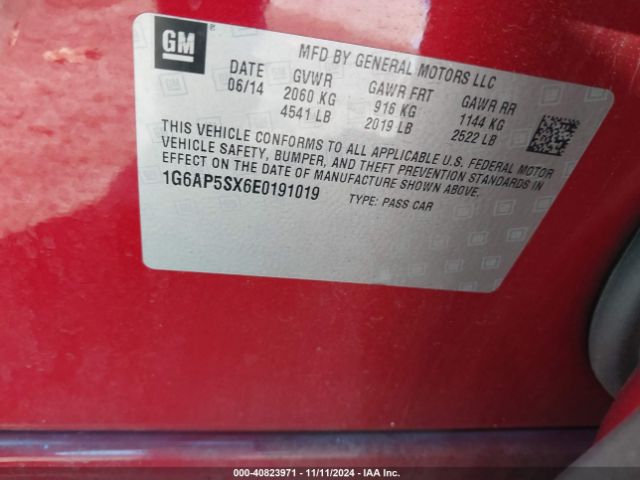 1G6AP5SX6E0191019 Cadillac Cts Standard