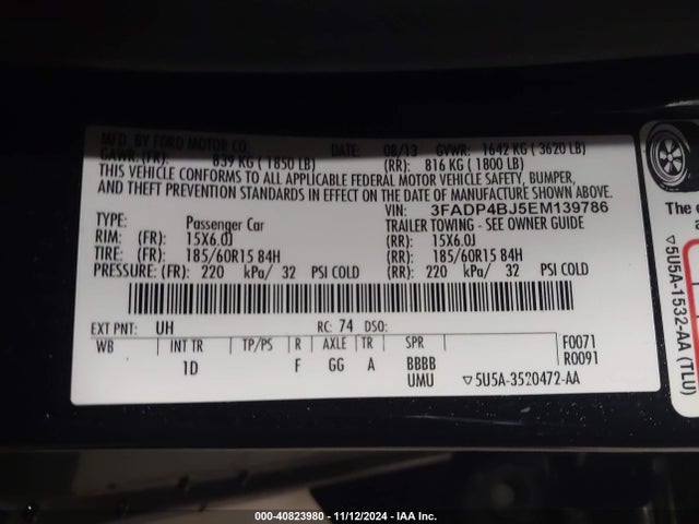 Ford FIESTA SE 2014 3FADP4BJ5EM139786 Image 9