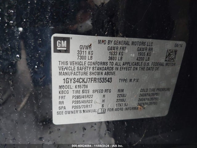 2015 CADILLAC ESCALADE 1GYS4CKJ7FR153543 Photo 8