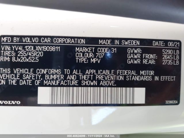 YV4L12DLXN1909811 Volvo Xc60 B5 Inscription