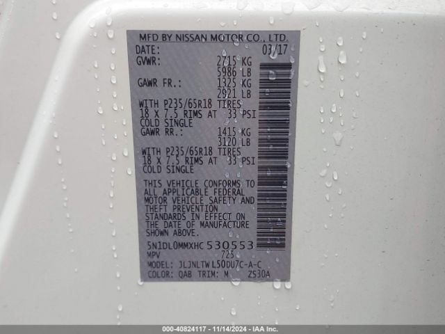 5N1DL0MMXHC530553 Infiniti QX60
