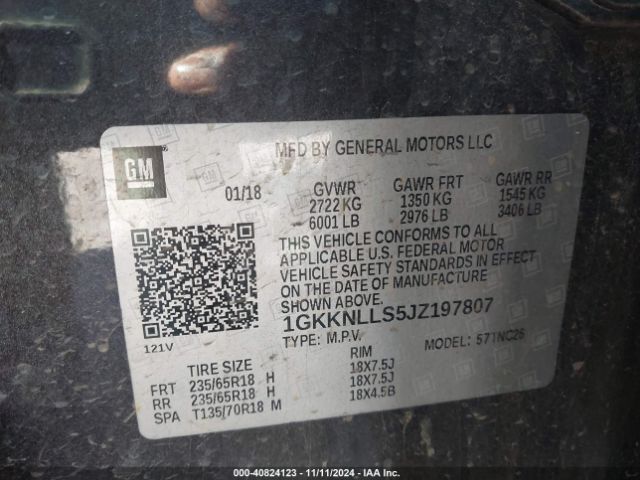 1GKKNLLS5JZ197807 GMC Acadia Sle-2