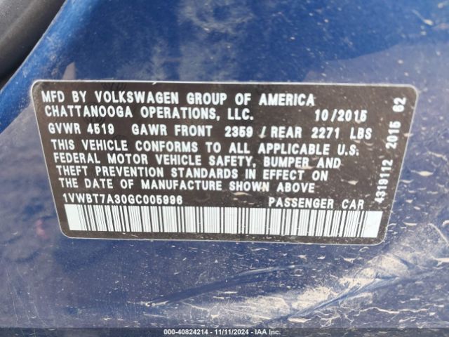 1VWBT7A30GC005996 Volkswagen Passat 1.8t Se
