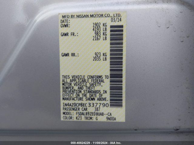 1N4AZ0CP8EC337790 Nissan LEAF S