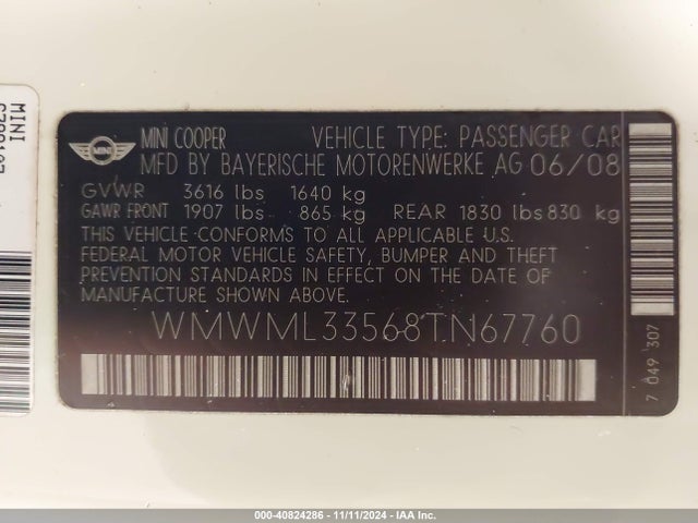 2008 MINI COOPER CLUBMAN WMWML33568TN67760 Photo 8