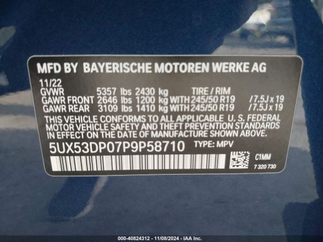 5UX53DP07P9P58710 BMW X3 Xdrive30i