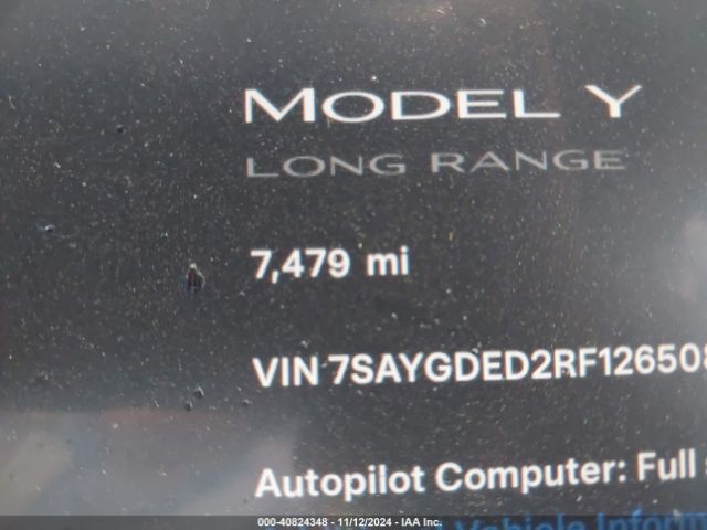 7SAYGDED2RF126508 Tesla Model Y Long Range Dual Motor All-wheel Drive/rwd