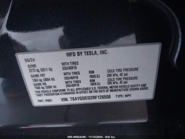 7SAYGDED2RF126508 Tesla Model Y Long Range Dual Motor All-wheel Drive/rwd