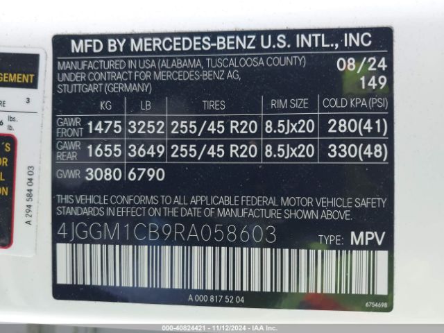4JGGM1CB9RA058603 Mercedes-Benz Eqe 350 Suv 4matic