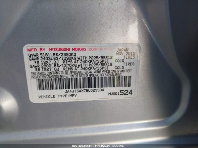 2011 MITSUBISHI OUTLANDER JA4JT5AX7BU023334 Photo 8
