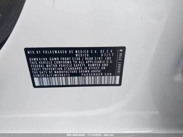 Volkswagen Jetta 1.4t S 2018 3VW2B7AJ7JM208312 Image 9