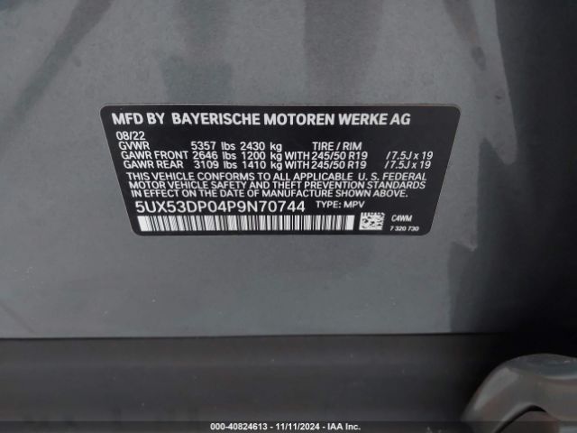 5UX53DP04P9N70744 BMW X3 Xdrive30i