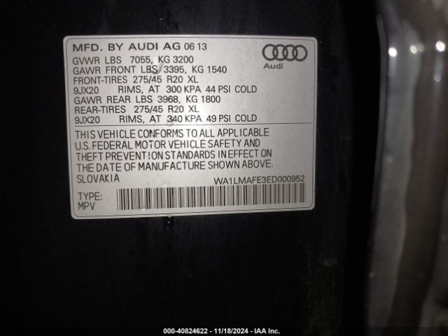 WA1LMAFE3ED000952 Audi Q7 3.0 Tdi Premium