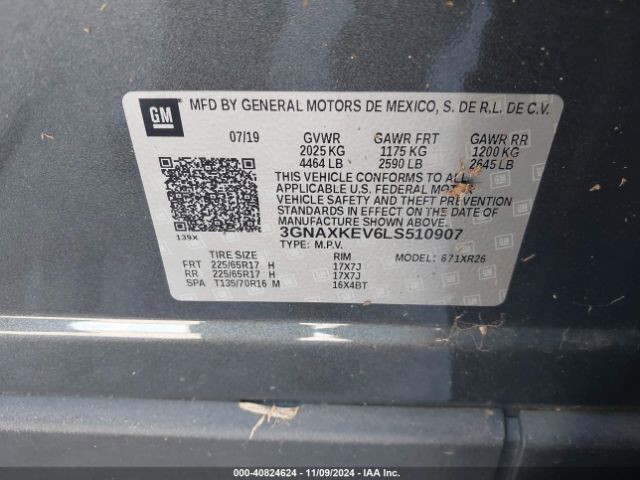 3GNAXKEV6LS510907 Chevrolet Equinox Fwd Lt 1.5l Turbo
