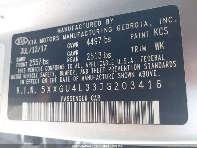 KIA OPTIMA EX 2018 5XXGU4L33JG203416 Image 9