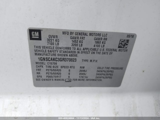 1GNSCAKC3GR370823 Chevrolet Tahoe Ls