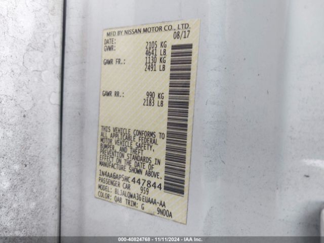 1N4AA6AP5HC447844 Nissan Maxima 3.5 S