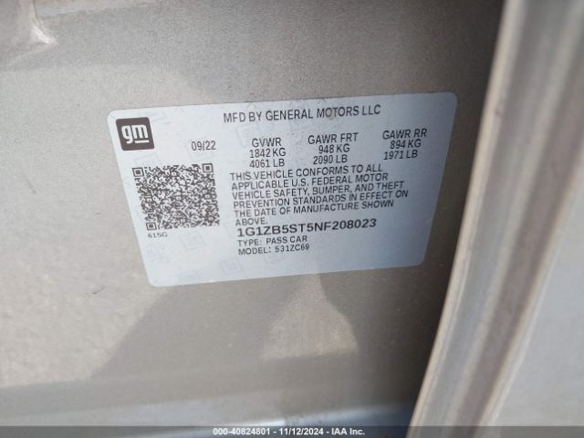 1G1ZB5ST5NF208023 Chevrolet Malibu Fwd Ls