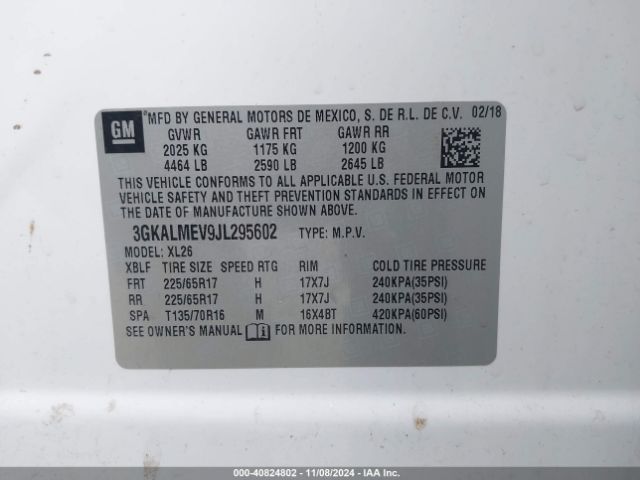 3GKALMEV9JL295602 GMC Terrain Sle
