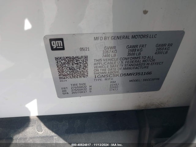 1GNSCSKD5MR351166 Chevrolet Tahoe 2wd Premier